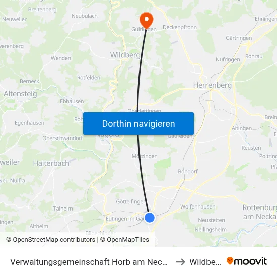 Verwaltungsgemeinschaft Horb am Neckar to Wildberg map