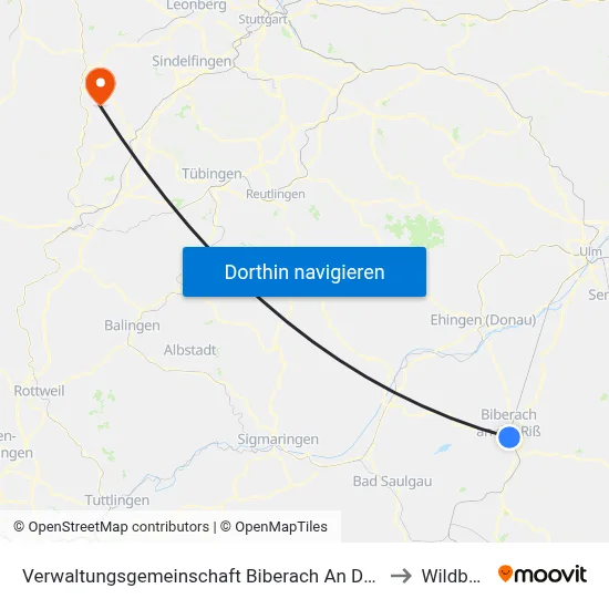 Verwaltungsgemeinschaft Biberach An Der Riß to Wildberg map