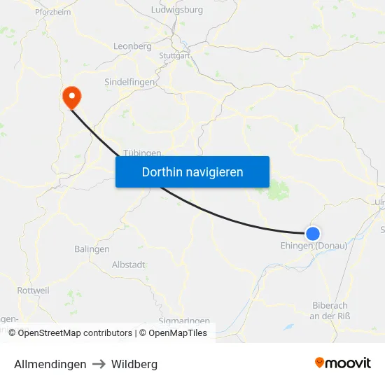 Allmendingen to Wildberg map