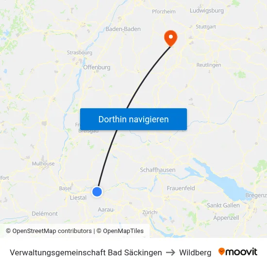 Verwaltungsgemeinschaft Bad Säckingen to Wildberg map