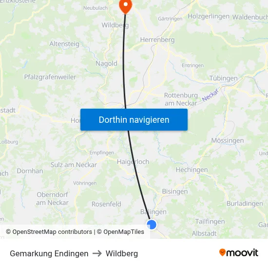 Gemarkung Endingen to Wildberg map