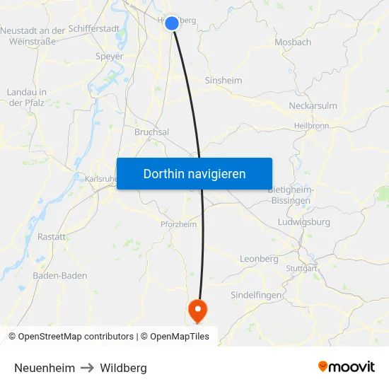 Neuenheim to Wildberg map