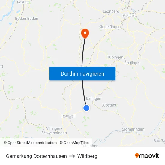 Gemarkung Dotternhausen to Wildberg map