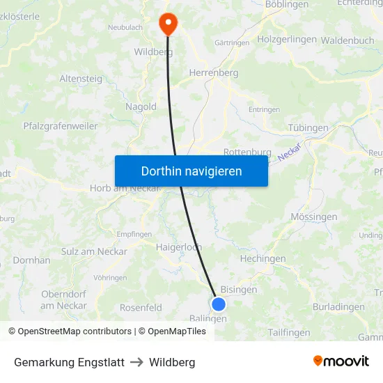 Gemarkung Engstlatt to Wildberg map