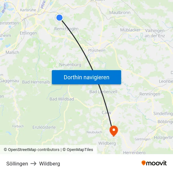 Söllingen to Wildberg map