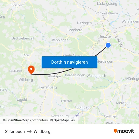 Sillenbuch to Wildberg map