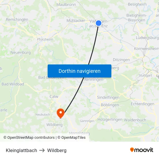 Kleinglattbach to Wildberg map