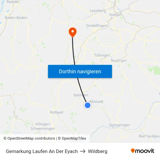 Gemarkung Laufen An Der Eyach to Wildberg map