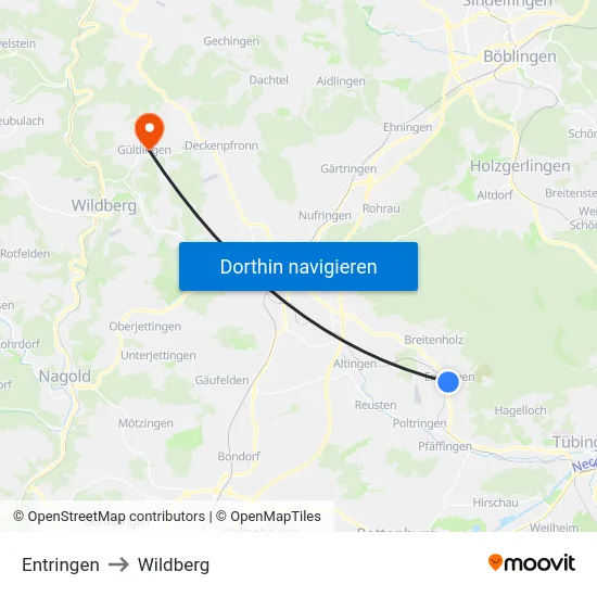 Entringen to Wildberg map