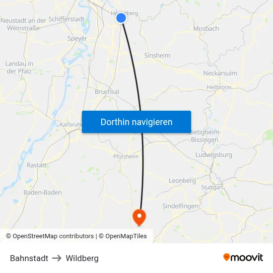 Bahnstadt to Wildberg map