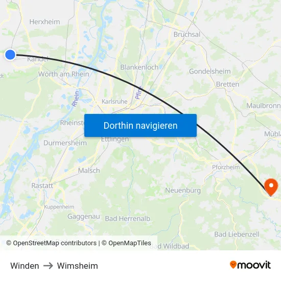 Winden to Wimsheim map