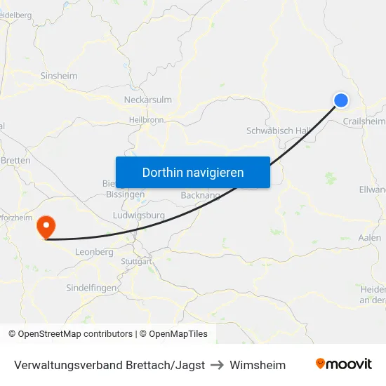 Verwaltungsverband Brettach/Jagst to Wimsheim map