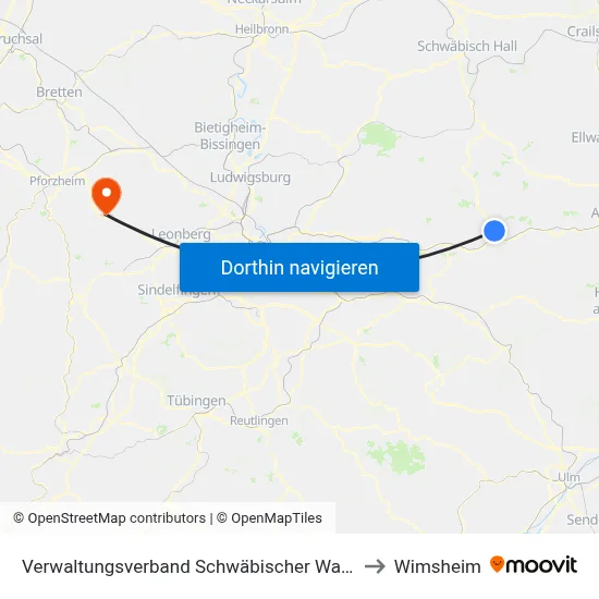 Verwaltungsverband Schwäbischer Wald to Wimsheim map