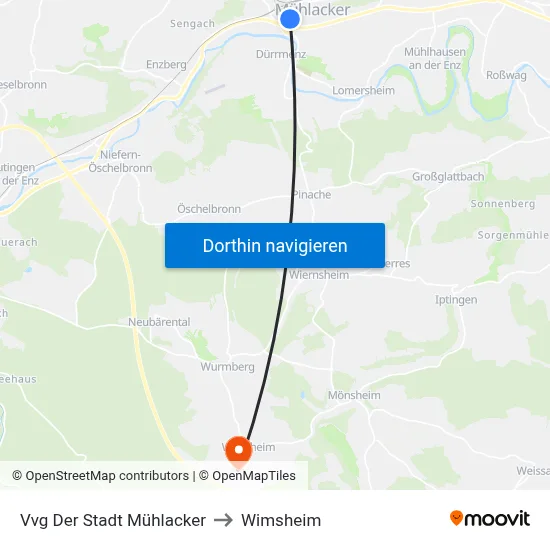 Vvg Der Stadt Mühlacker to Wimsheim map