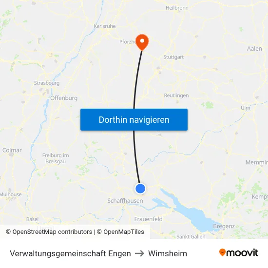 Verwaltungsgemeinschaft Engen to Wimsheim map