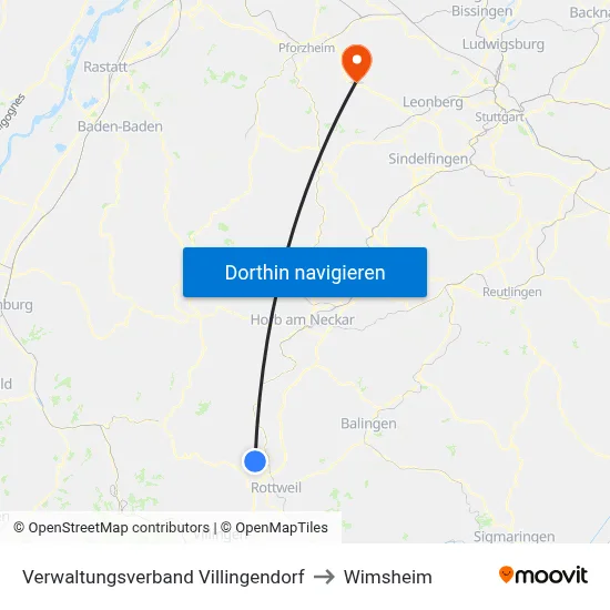 Verwaltungsverband Villingendorf to Wimsheim map