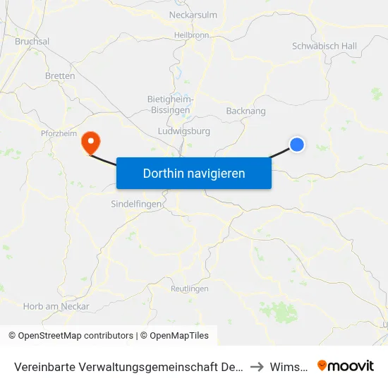 Vereinbarte Verwaltungsgemeinschaft Der Stadt Welzheim to Wimsheim map