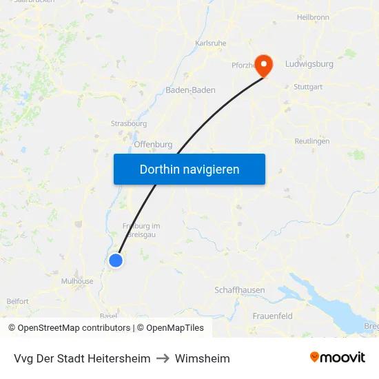 Vvg Der Stadt Heitersheim to Wimsheim map