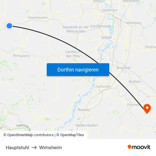Hauptstuhl to Wimsheim map