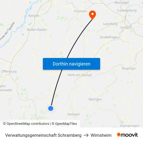 Verwaltungsgemeinschaft Schramberg to Wimsheim map
