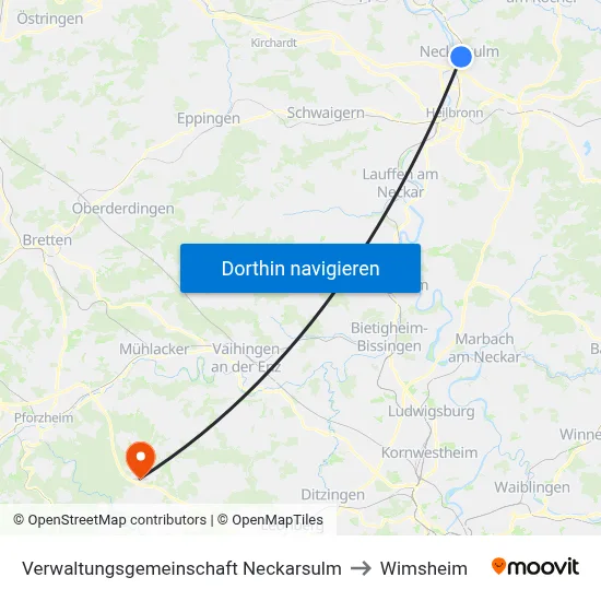 Verwaltungsgemeinschaft Neckarsulm to Wimsheim map