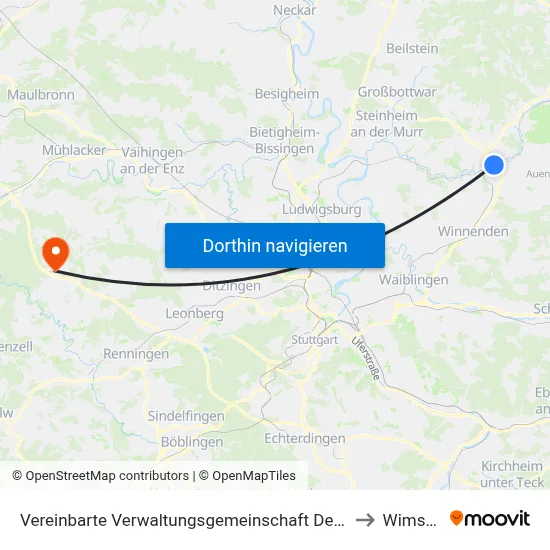 Vereinbarte Verwaltungsgemeinschaft Der Stadt Backnang to Wimsheim map