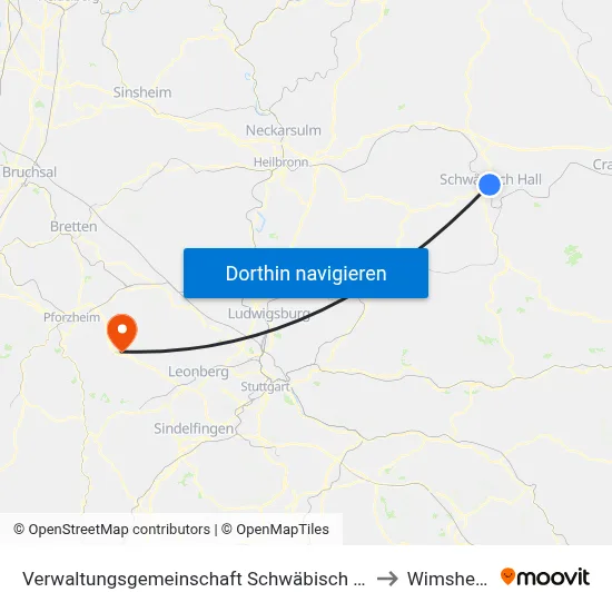 Verwaltungsgemeinschaft Schwäbisch Hall to Wimsheim map