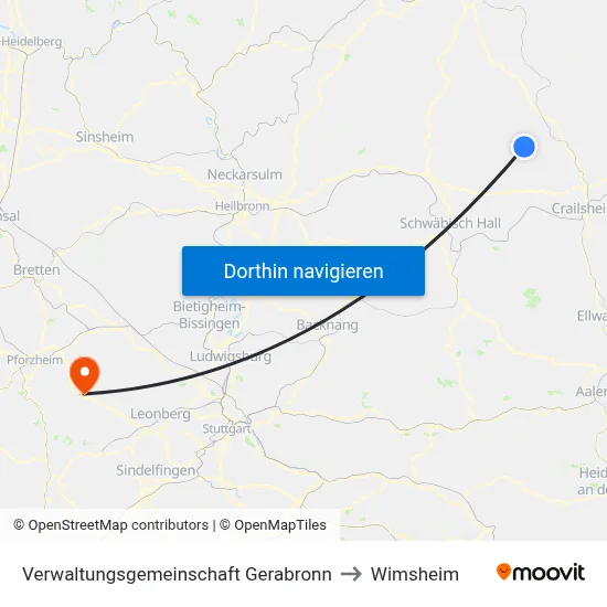 Verwaltungsgemeinschaft Gerabronn to Wimsheim map