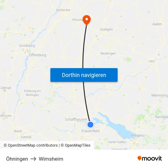 Öhningen to Wimsheim map