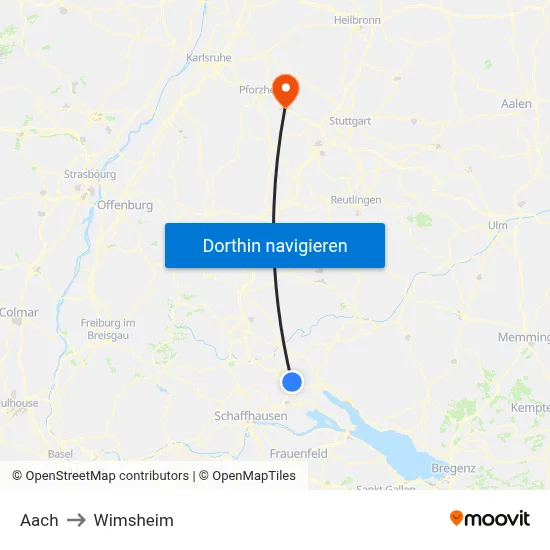 Aach to Wimsheim map