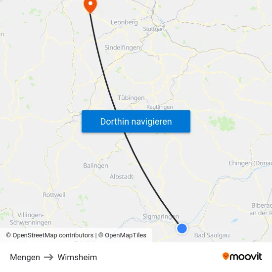 Mengen to Wimsheim map