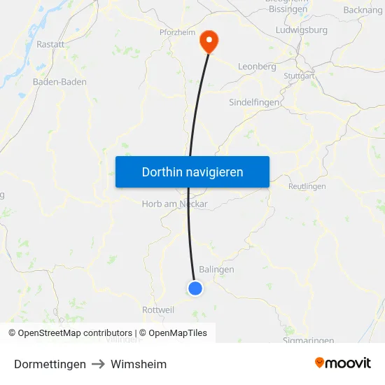 Dormettingen to Wimsheim map