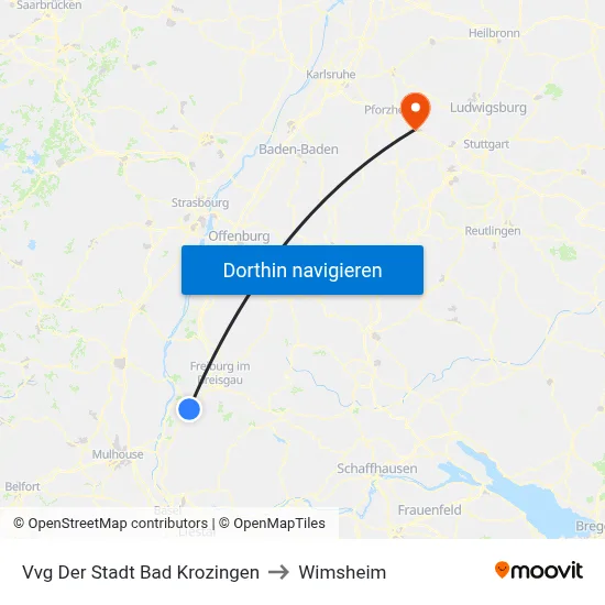 Vvg Der Stadt Bad Krozingen to Wimsheim map