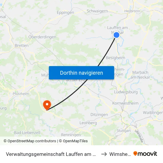 Verwaltungsgemeinschaft Lauffen am Neckar to Wimsheim map
