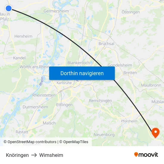 Knöringen to Wimsheim map