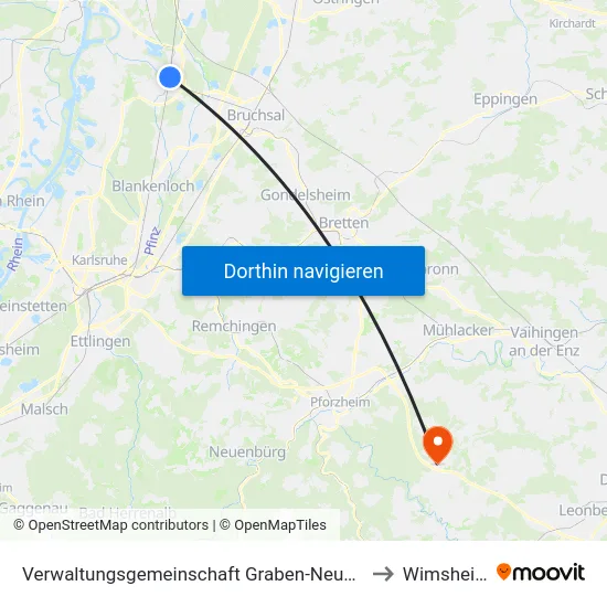 Verwaltungsgemeinschaft Graben-Neudorf to Wimsheim map