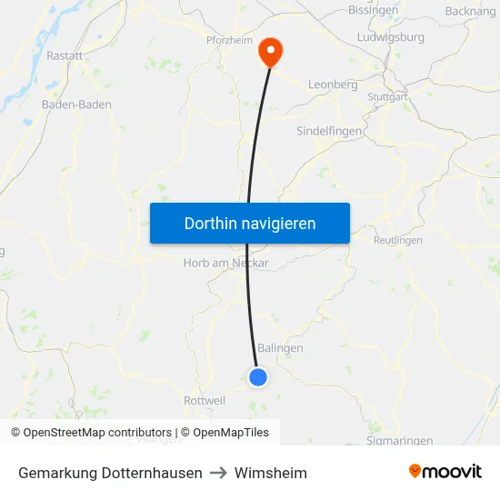 Gemarkung Dotternhausen to Wimsheim map
