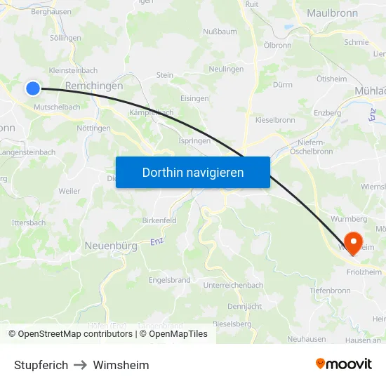Stupferich to Wimsheim map