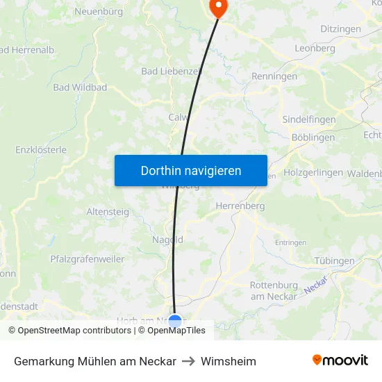Gemarkung Mühlen am Neckar to Wimsheim map