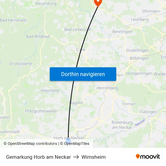 Gemarkung Horb am Neckar to Wimsheim map