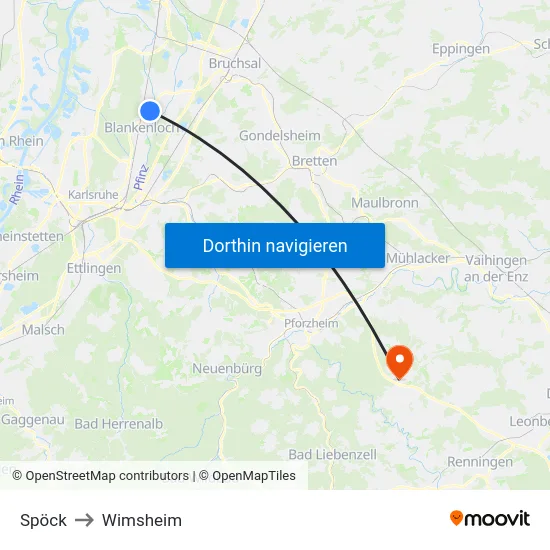 Spöck to Wimsheim map