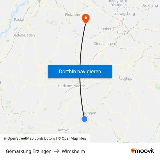 Gemarkung Erzingen to Wimsheim map