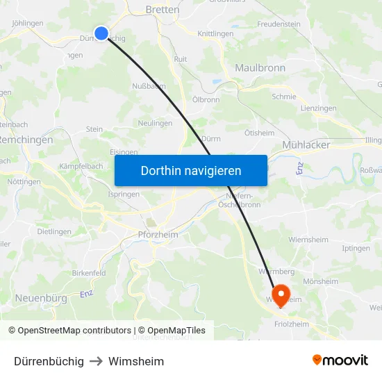 Dürrenbüchig to Wimsheim map