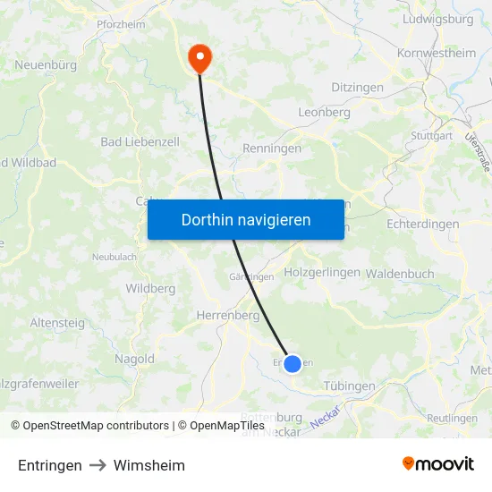 Entringen to Wimsheim map
