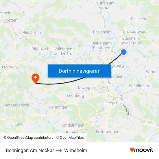 Benningen Am Neckar to Wimsheim map