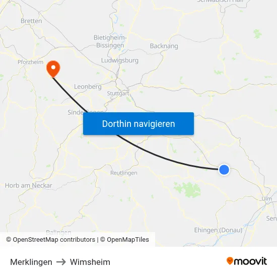 Merklingen to Wimsheim map