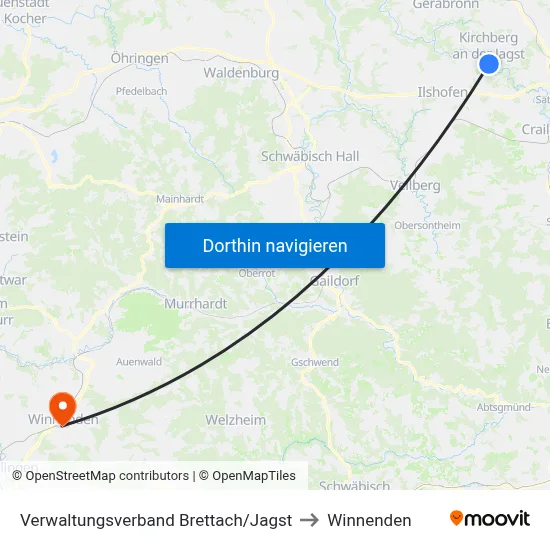 Verwaltungsverband Brettach/Jagst to Winnenden map