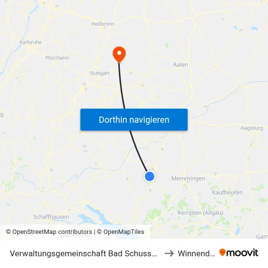 Verwaltungsgemeinschaft Bad Schussenried to Winnenden map