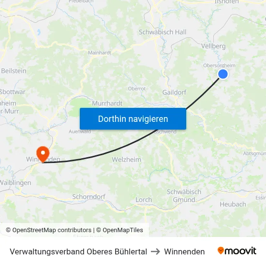 Verwaltungsverband Oberes Bühlertal to Winnenden map