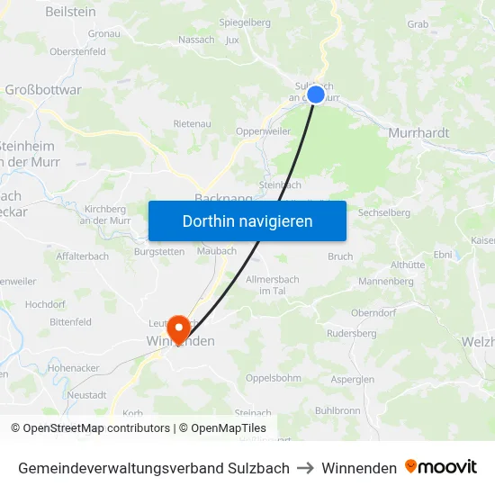 Gemeindeverwaltungsverband Sulzbach to Winnenden map